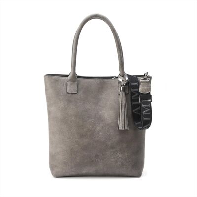 KYOTO [ L ] | DAUPHIN | Shopper Gris | cuir de buffle