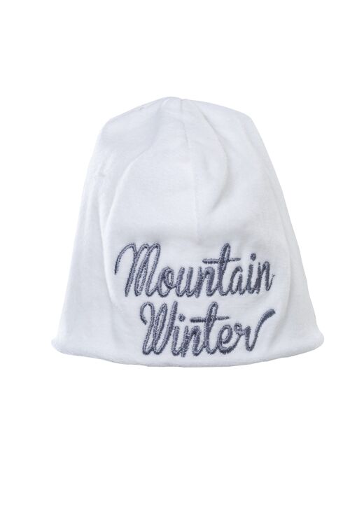 Double Layer Beanie, Mountain Winter print on white