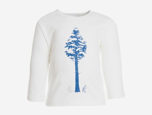 Long Sleeve T-shirt, White with tree print in front