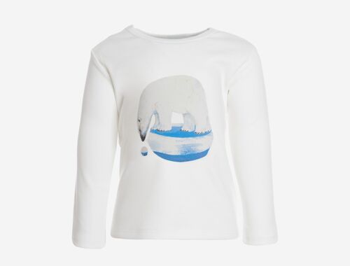 Long Sleeve T-shirt, White with polar bear print in front