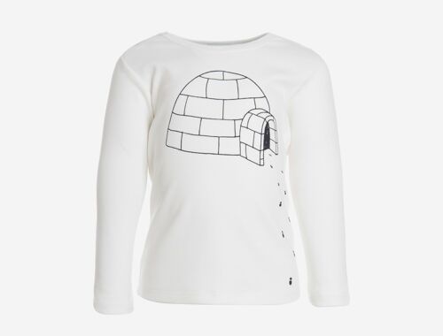 Long Sleeve T-shirt, White with igloo print in front