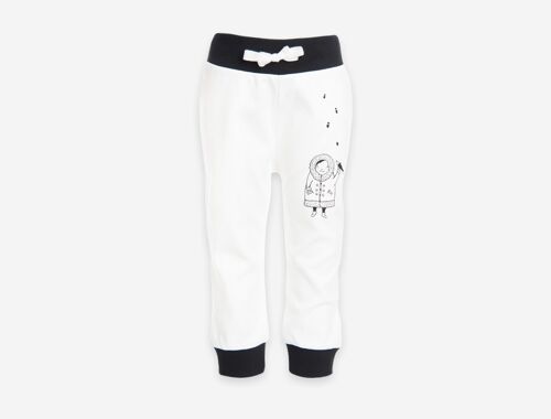 Trousers, White with eskimo print in front