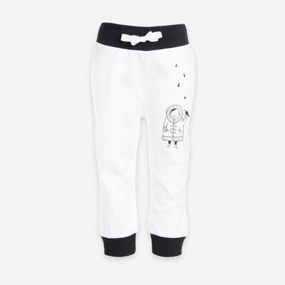 Trousers, White with eskimo print in front