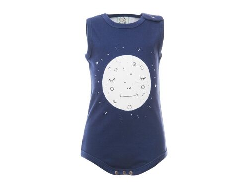 Sleeveless Body, Navy with moon print in front