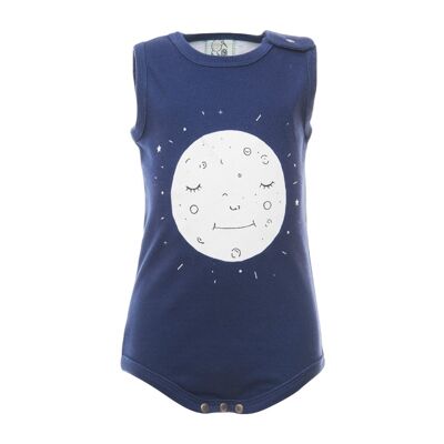 Body senza maniche, blu navy con stampa lunare sul davanti