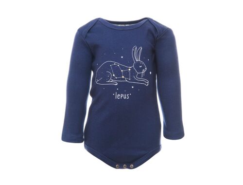 Long Sleeve Body, Navy with lepus print in front