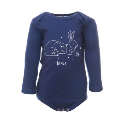 Long Sleeve Body, Navy with lepus print in front
