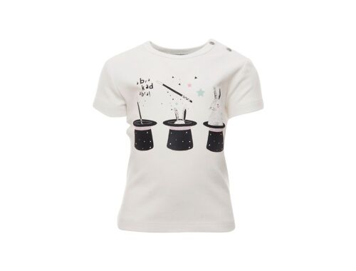 Short Sleeve T-shirt, White with hats print in front - 2/3 yrs, 92/98 cm
