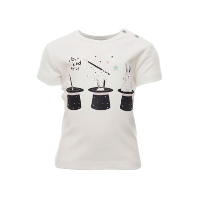 Short Sleeve T-shirt, White with hats print in front - 2/3 yrs, 92/98 cm
