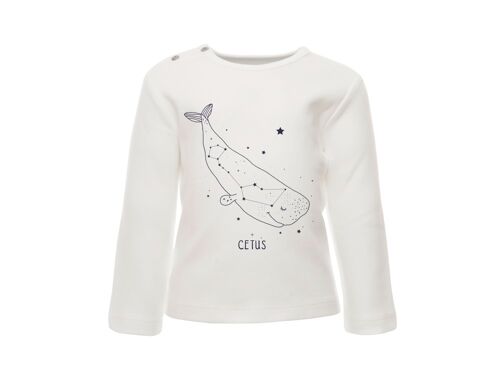 Long Sleeve T-shirt, White with cetus print in front