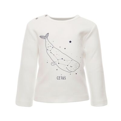 Long Sleeve T-shirt, White with cetus print in front