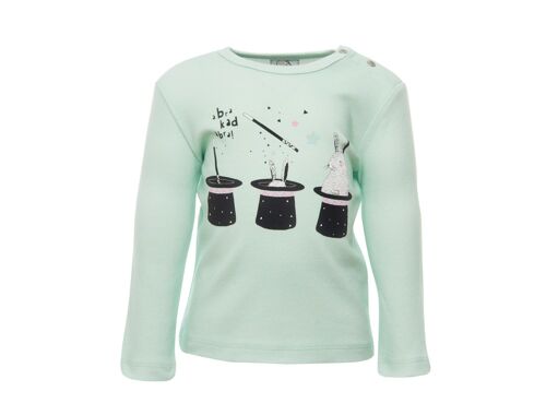 Long Sleeve T-shirt, Green with hats print in front