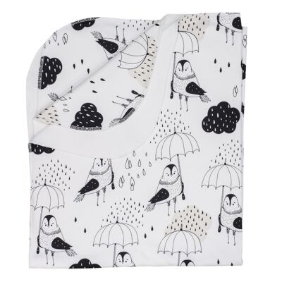 Manta, Estampado completo de Rain Birds en blanco - 100X85 cm, Talla única