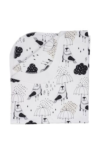 Couverture, Rain Birds Allover Print on White - 100X85 cm, taille unique