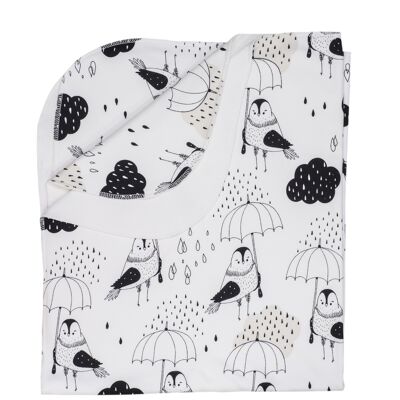 Blanket, Rain Birds Allover Print on White - 100X85 cm, One Size
