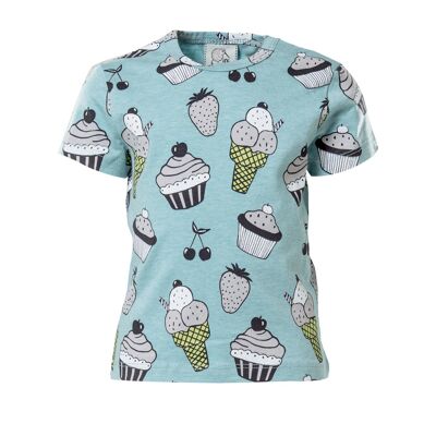 Camiseta de manga corta para niños, dulces y frutas
