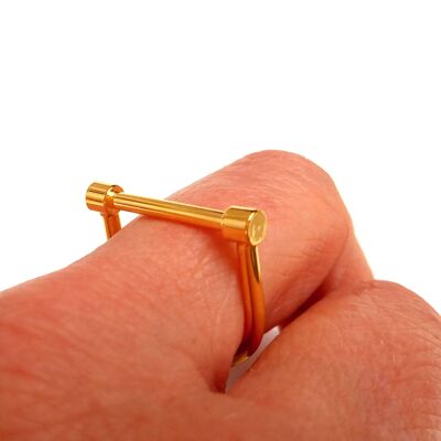 Ring vergoldet mit feingoldener minimalistischer Art-Deco-Stapelung