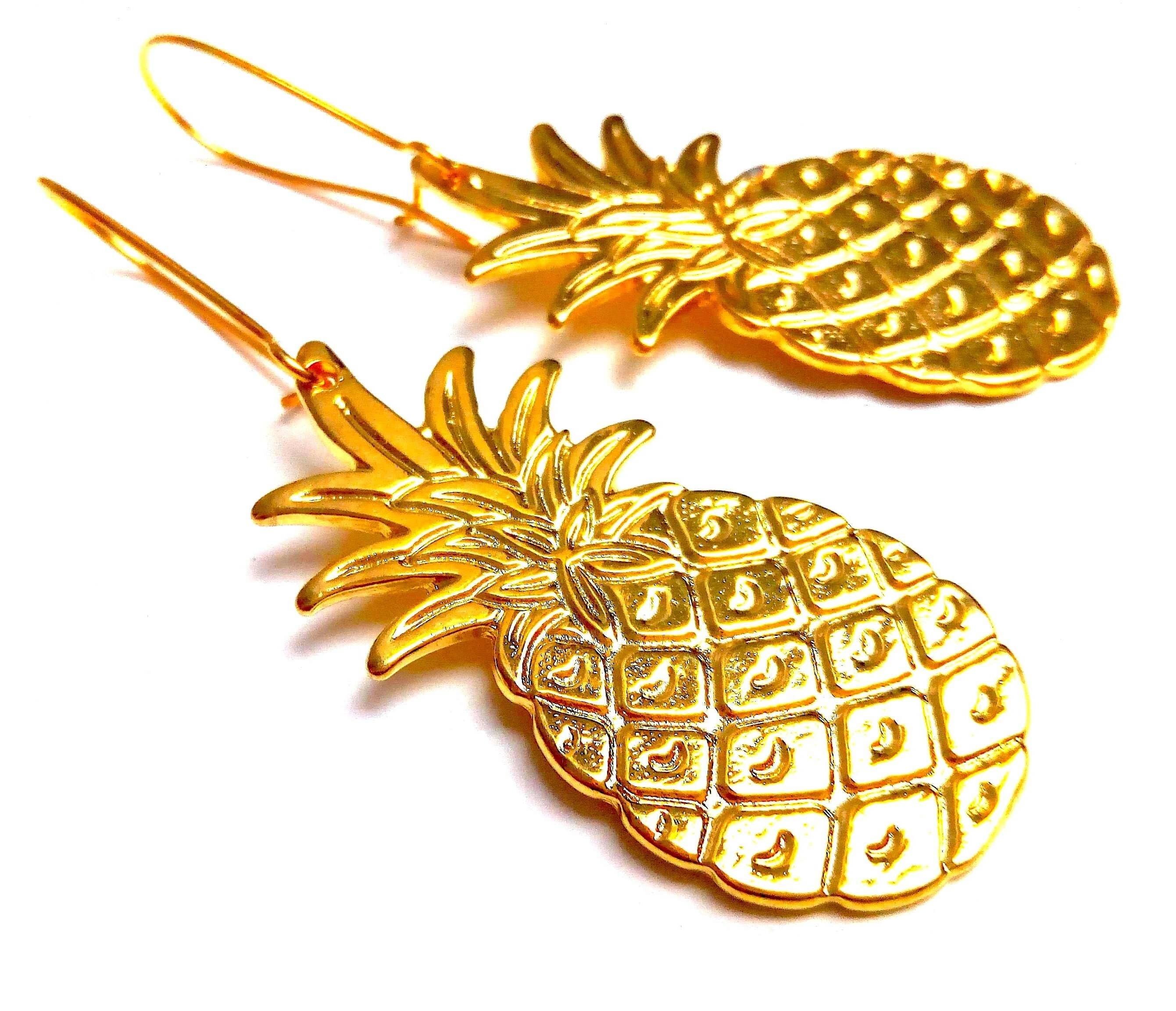 Orecchini ananas in ottone dorato