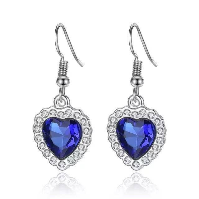 Blue Crystal Ocean Heart Earrings Gift