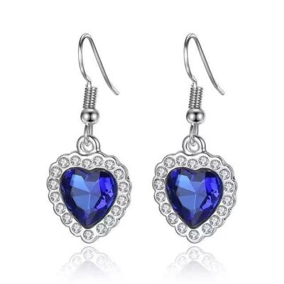 Blue Crystal Ocean Heart Earrings Gift