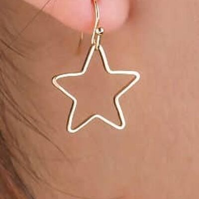 Outline star thin earrings