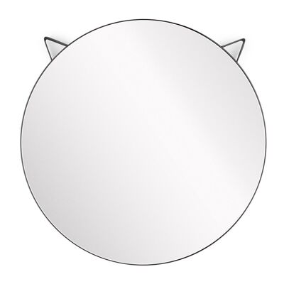 Wall mirror, Cat, round, black, metal