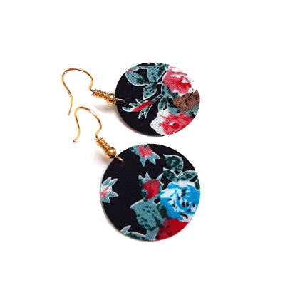 Liberty flower fabric earrings, golden hooks