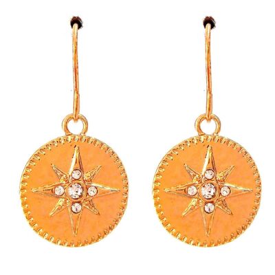 Brass rhinestone polar star earrings