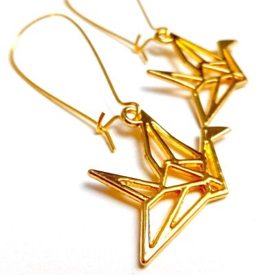 Orecchini gru in ottone origami giapponesi 1