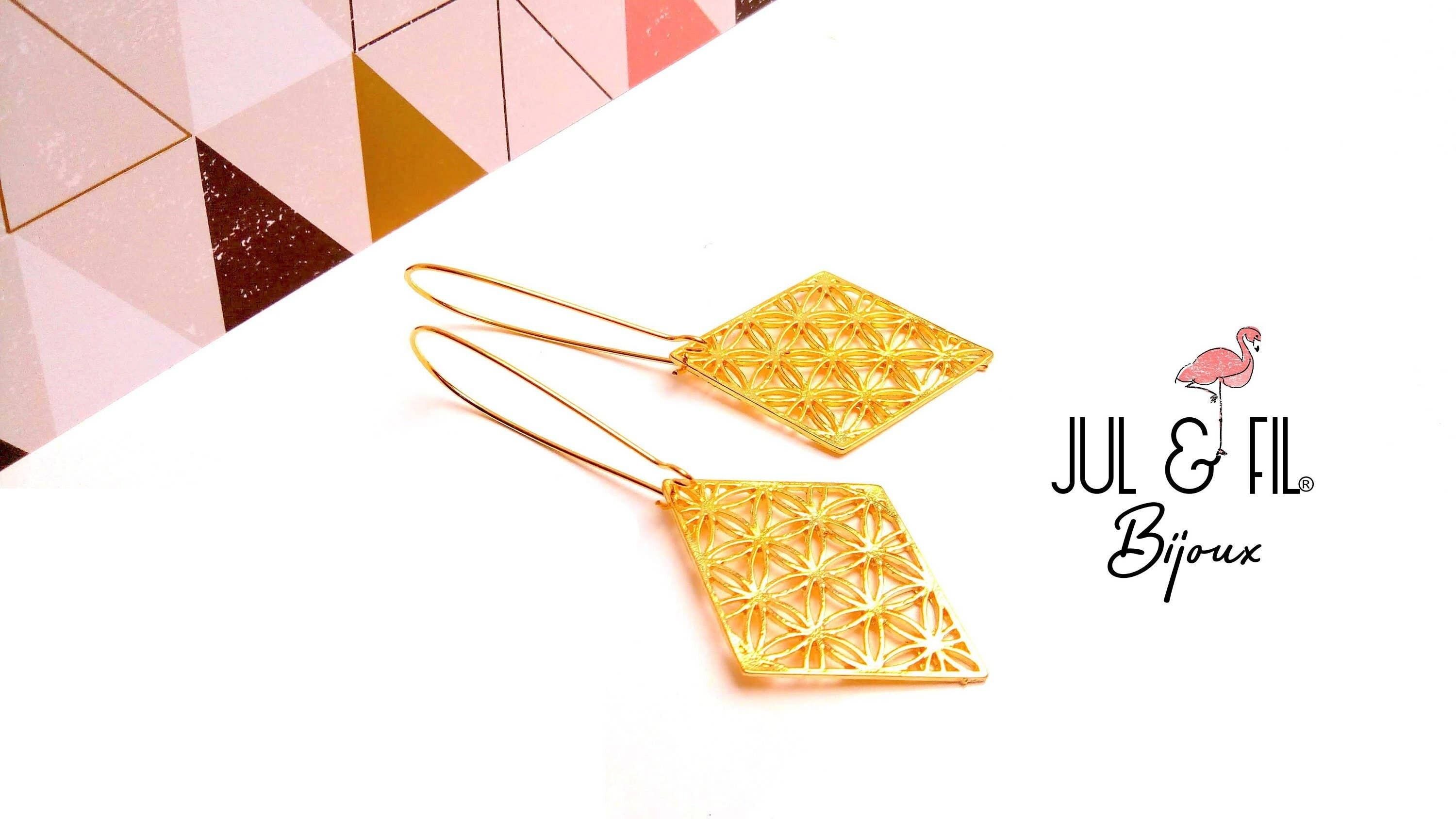 Boucles laiton japonaises asanoha losange ajouré