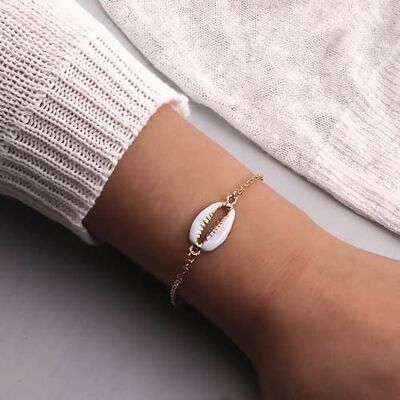 Women's stacking cowrie shell bracelet