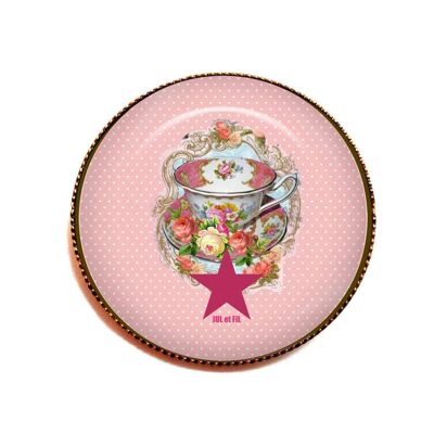 Tea time glass cabochon brooch