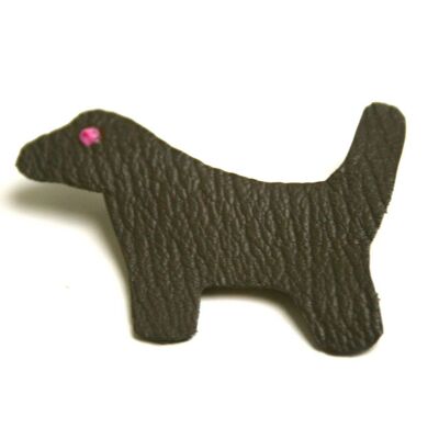 Broche cuir minimaliste chien cuir de chèvre sans chrome