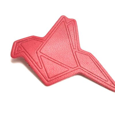 Origami bird leather brooch