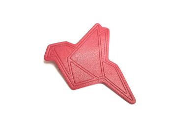 Broche cuir oiseau origami 3