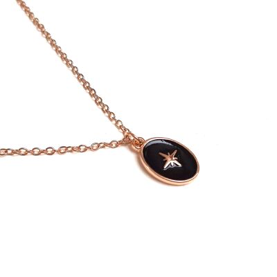ONYX epoxy enamel polar star medallion chain necklace