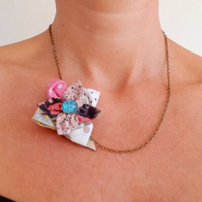 Damen Halskette Kette Blume Kansashi Leder Geburtstagsgeschenk