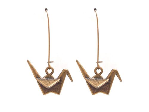 Dormeuses grues japonaises en laiton bronze