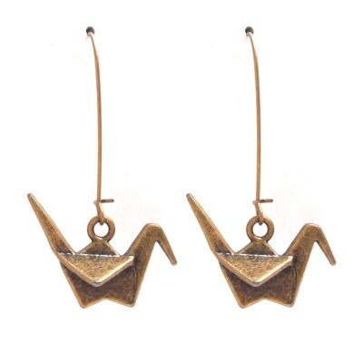 Orecchini gru giapponesi in ottone bronzo