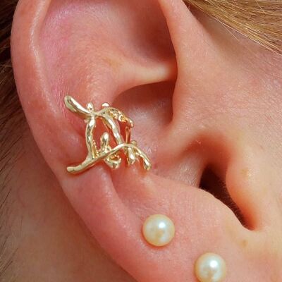 Ear cuff bijou d'oreille laiton feuilles