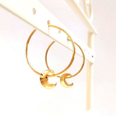 Hoops moon fine gold accumulation stacking