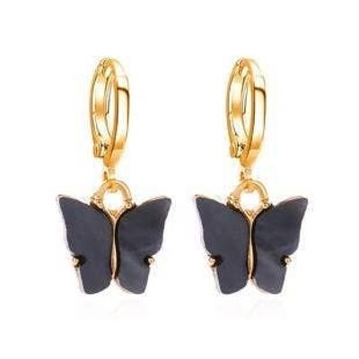 Hoops mini hoop earrings butterfly gray black
