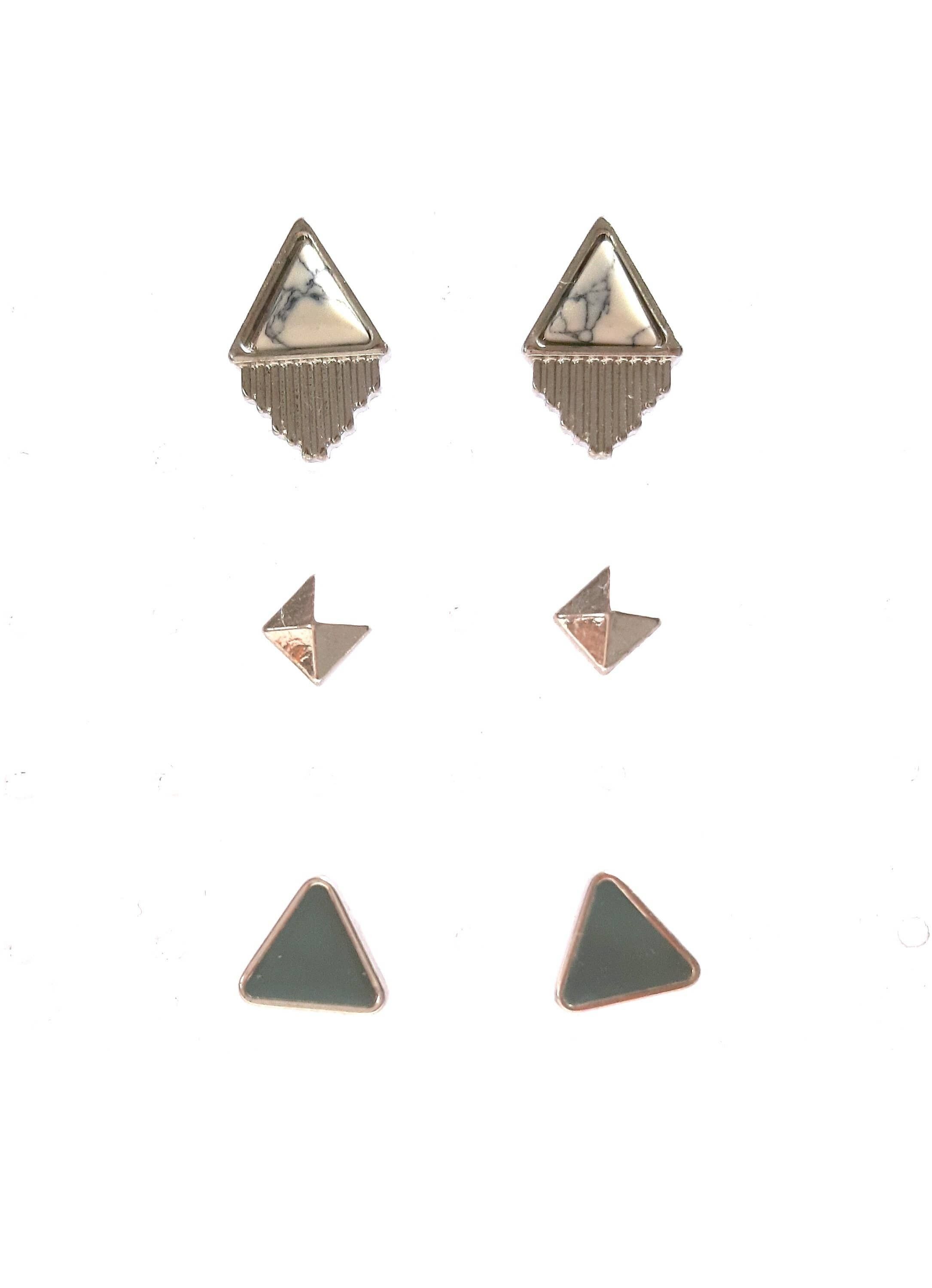 Stacking, studs, 3 pairs of women's art deco earrings