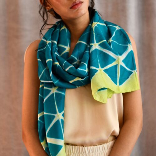Shibori Print Tie-Dyed Summer Silk Scarf