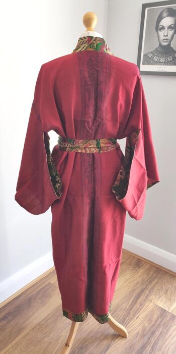 Peignoir Kimono Réversible en Rouge/Vert 2