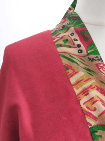 Peignoir Kimono Réversible en Rouge/Vert 3