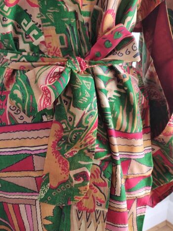Peignoir Kimono Réversible en Rouge/Vert 5