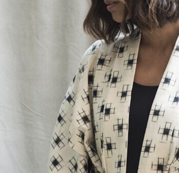 Peignoir Kimono en Coton - Ivoire 2