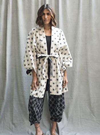 Peignoir Kimono en Coton - Ivoire 3