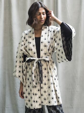 Peignoir Kimono en Coton - Ivoire 4